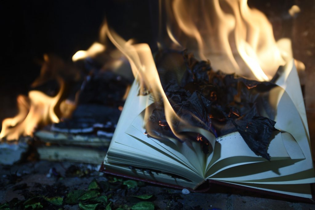 picture of books burning